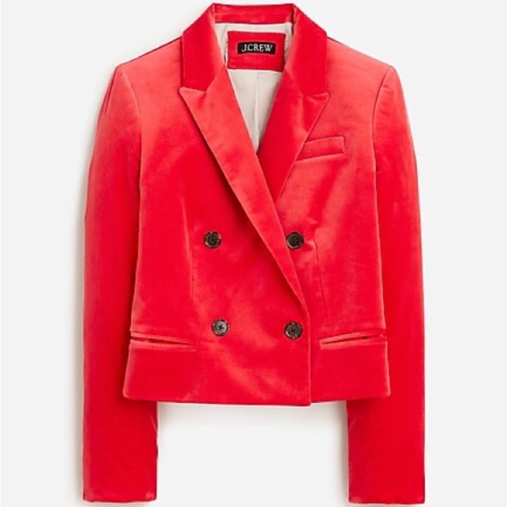 Jcrew Cropped double-breasted blazer in stretch velvet